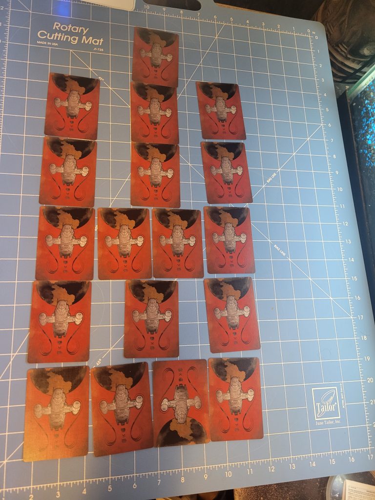 Ship map made from playing cards.